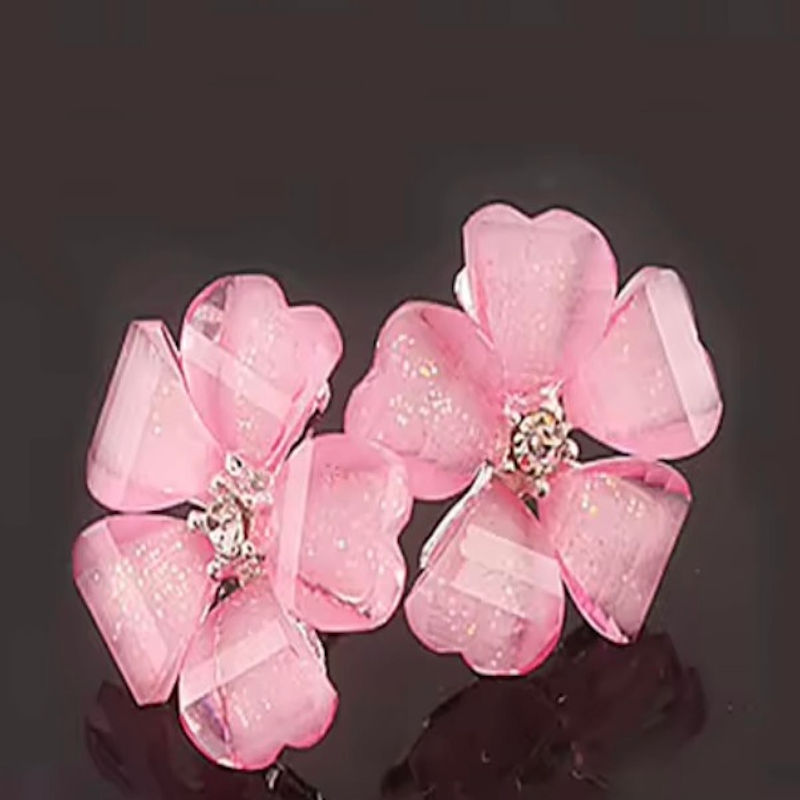 Örhängen rosa blomma elegant och snyggt