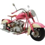 nostalgi rosa motorcykel i plåt