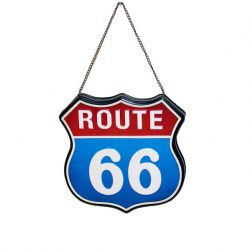 Plåt skylt route 66 blå röd