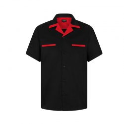 Bowling skjorta svart röd retro rockabilly