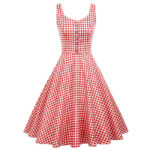 Klassisk retro klänning vit och rödrutig 50 tal