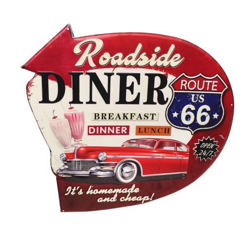 Plåtskylt Roadside Diner retro 50 tal