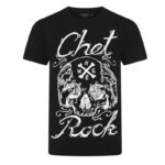 Klassisk svart t-shirt med vitt tryck rockabilly