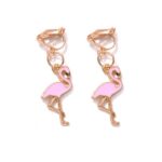Flamingo örhängen med clips rosa retro