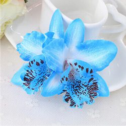 Hårspänne ljusblå dubbel orkidé hårblomma
