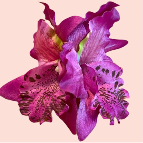 Hårblomma lila dubbel orkidé retro äkta rockabilly
