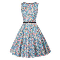 Helklocka klänning ljusblå blommönster plus size