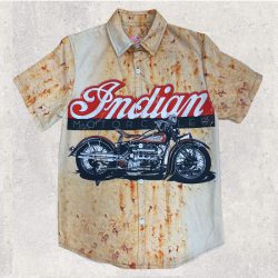 Herrskjorta beige indian motorcycel sval sommarskjorta