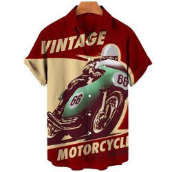 Herrskjorta vintage motorcycel sval sommarskjorta Plus Size