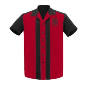 Herrskjorta svart röd med totem emblem retro